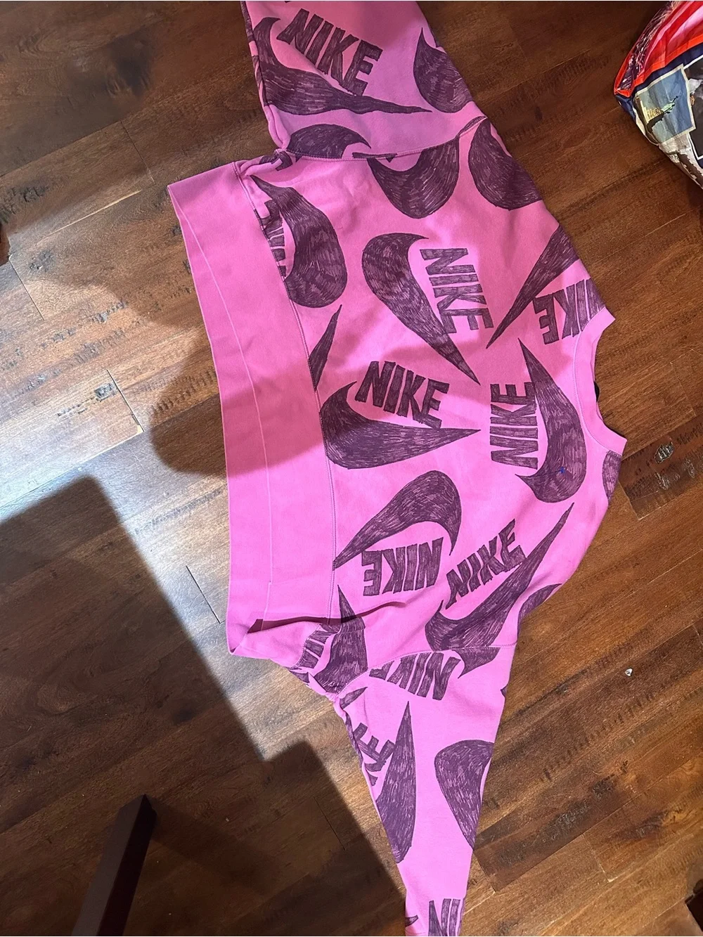 Nike Pink Crewneck Sweater with Dark Logo Print